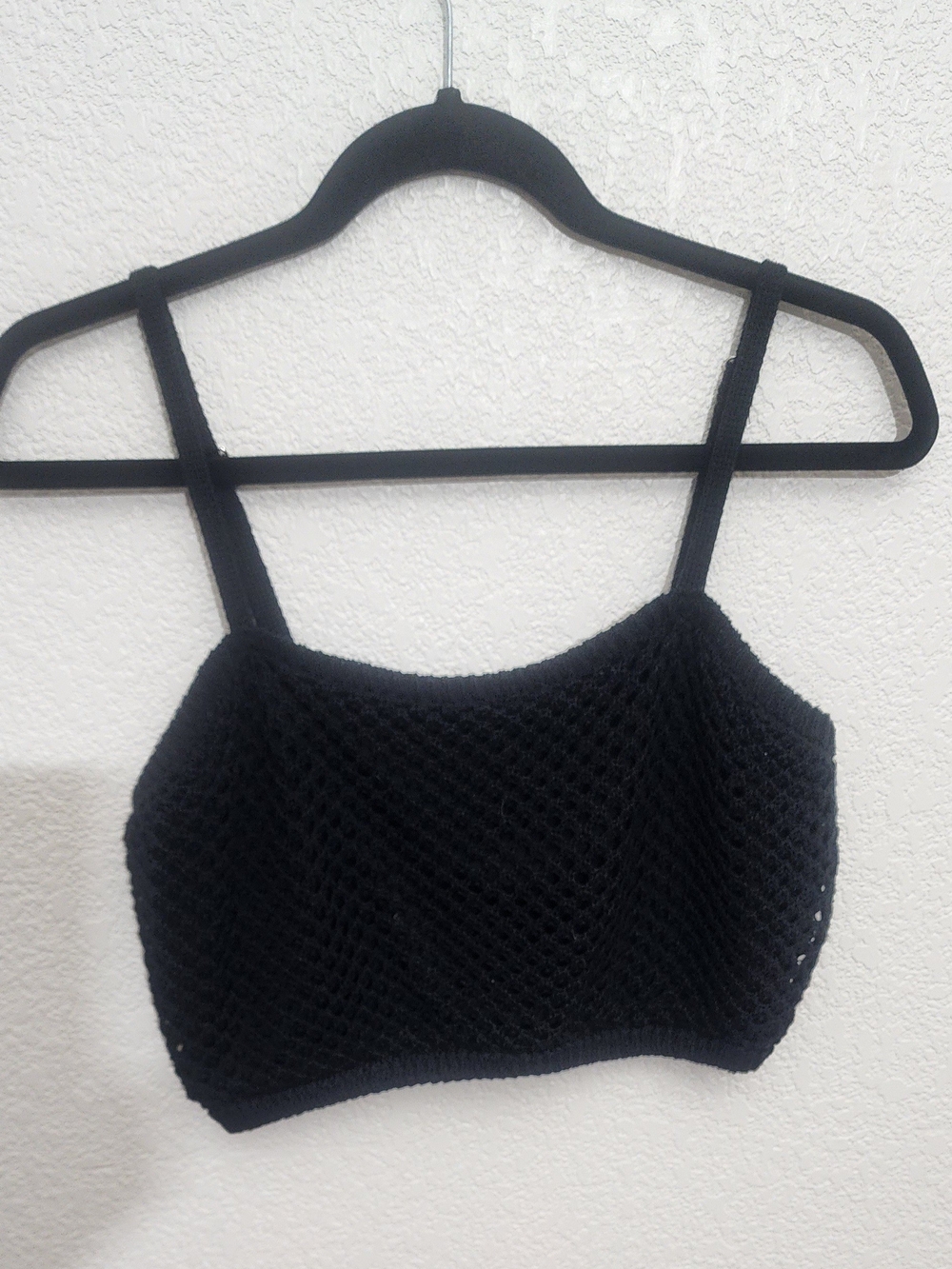 Charlotte Russe Black Crochet Knit Bralette Crop Top Size Medium